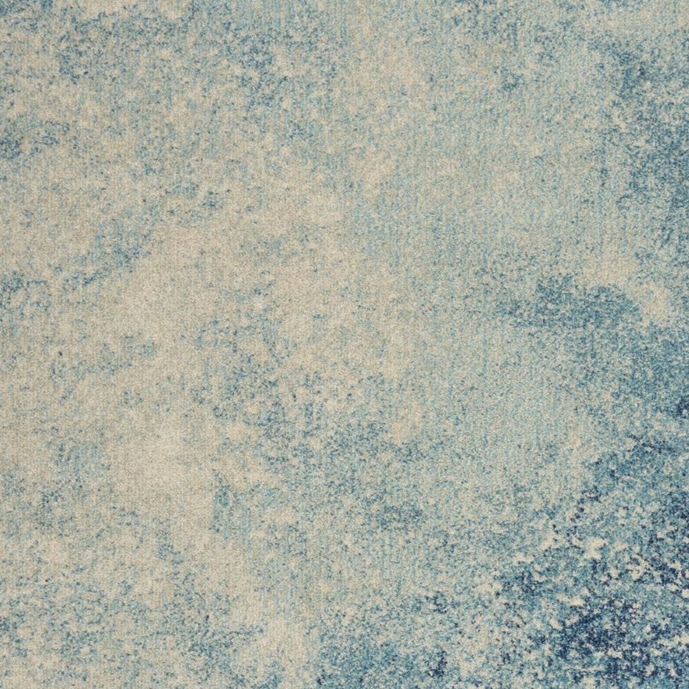 5' Blue And Ivory Abstract Round Rug