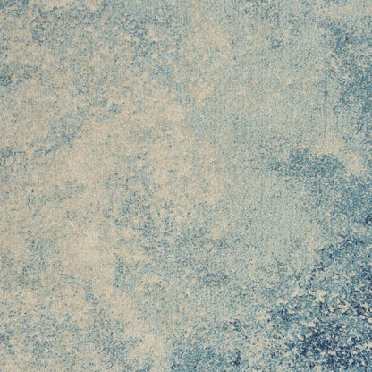 5' Blue And Ivory Abstract Round Rug