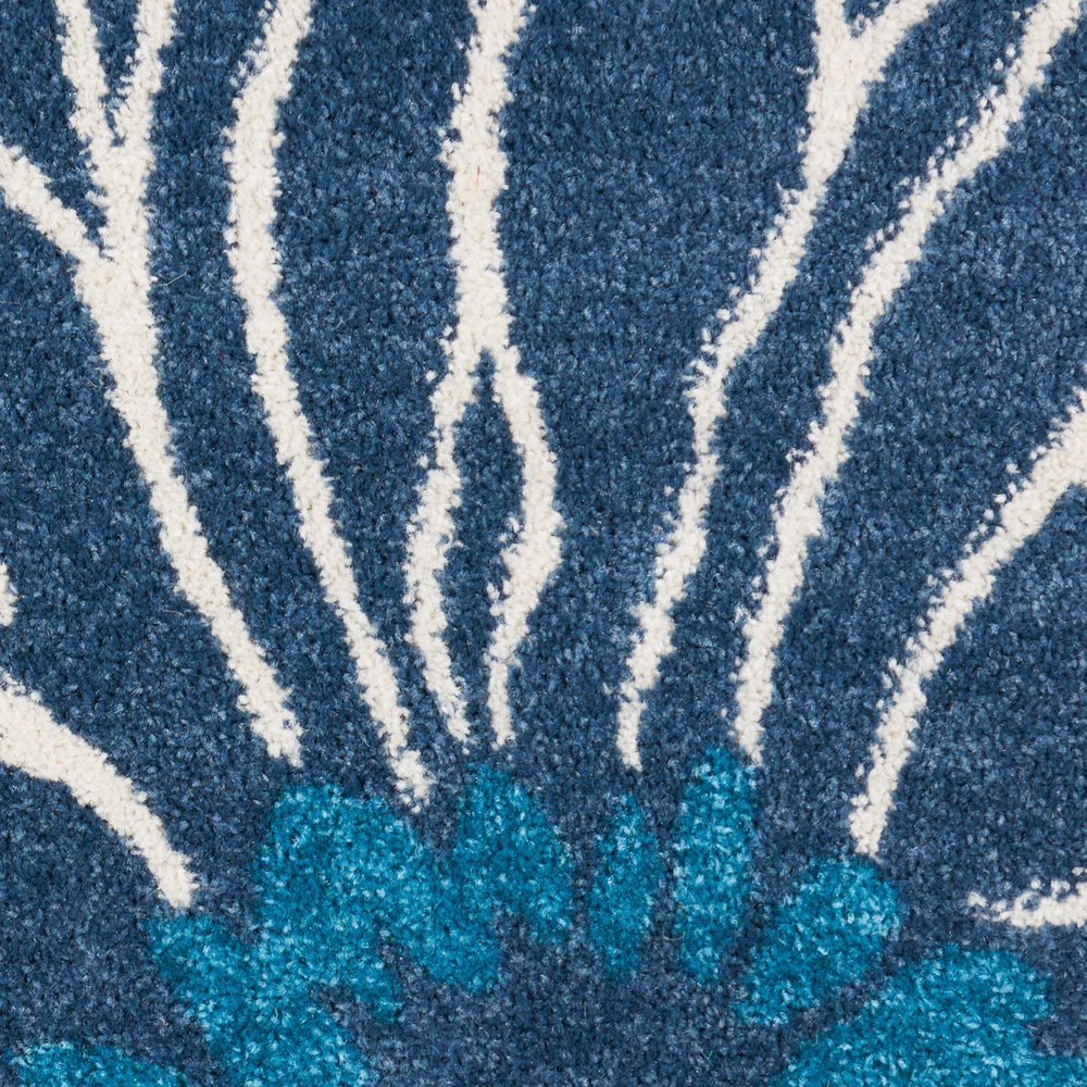 5' X 7' Blue And Gold Floral Area Rug