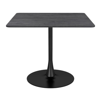 35" Black Square Steel Pedestal Base Dining Table