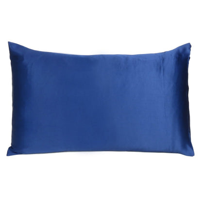 Navy Blue Dreamy Set Of 2 Silky Satin Standard Pillowcases