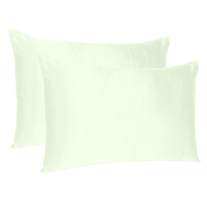 Ivory Dreamy Set Of 2 Silky Satin Standard Pillowcases