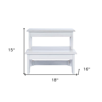 18" White Wood Footstool