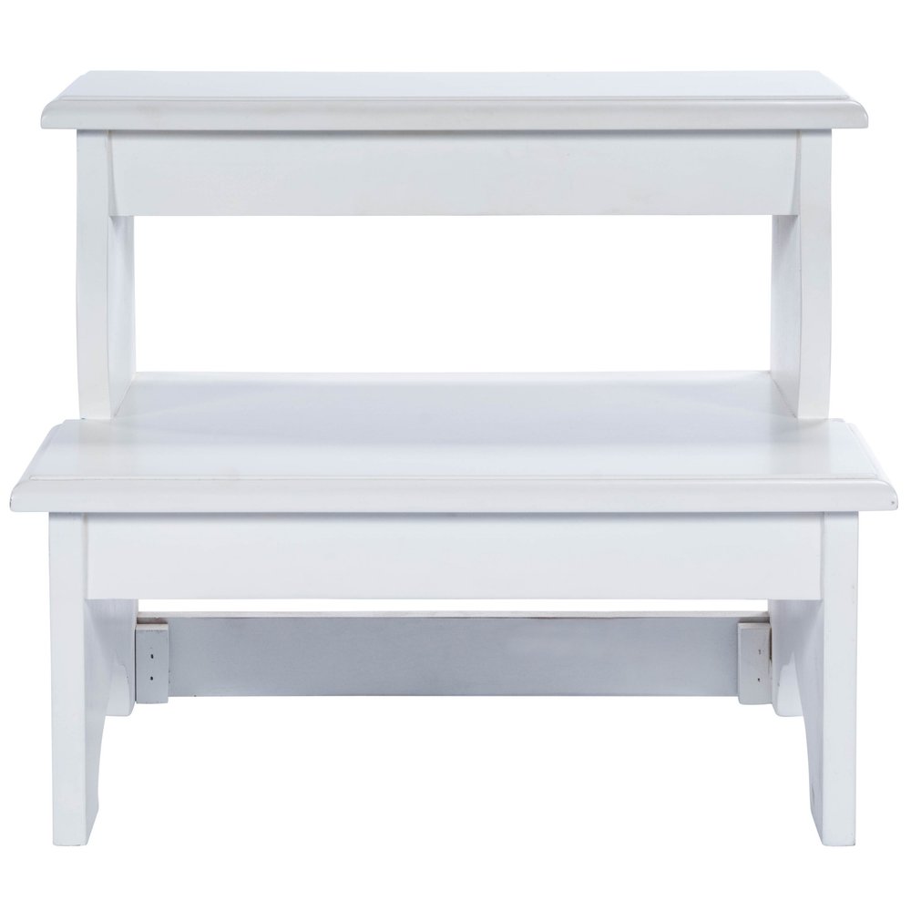 18" White Wood Footstool
