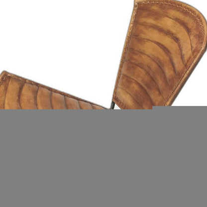 23" Brown and Black Leather and Iron Striped Side Chair