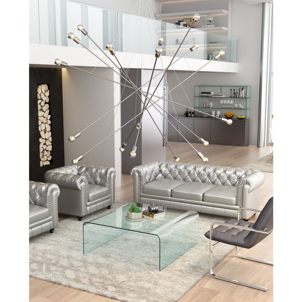 Silver Multi Light Metal Dimmable Chandelier