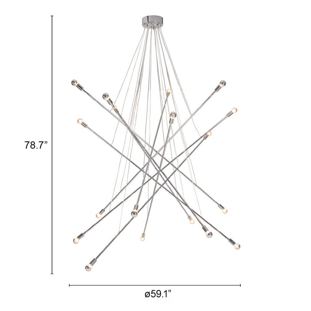Silver Multi Light Metal Dimmable Chandelier