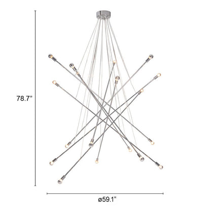 Silver Multi Light Metal Dimmable Chandelier