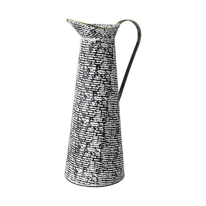 20" Black And White Cylinder Metal Urns Jars