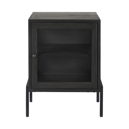 26" Black And Brown Solid Wood Square End Table