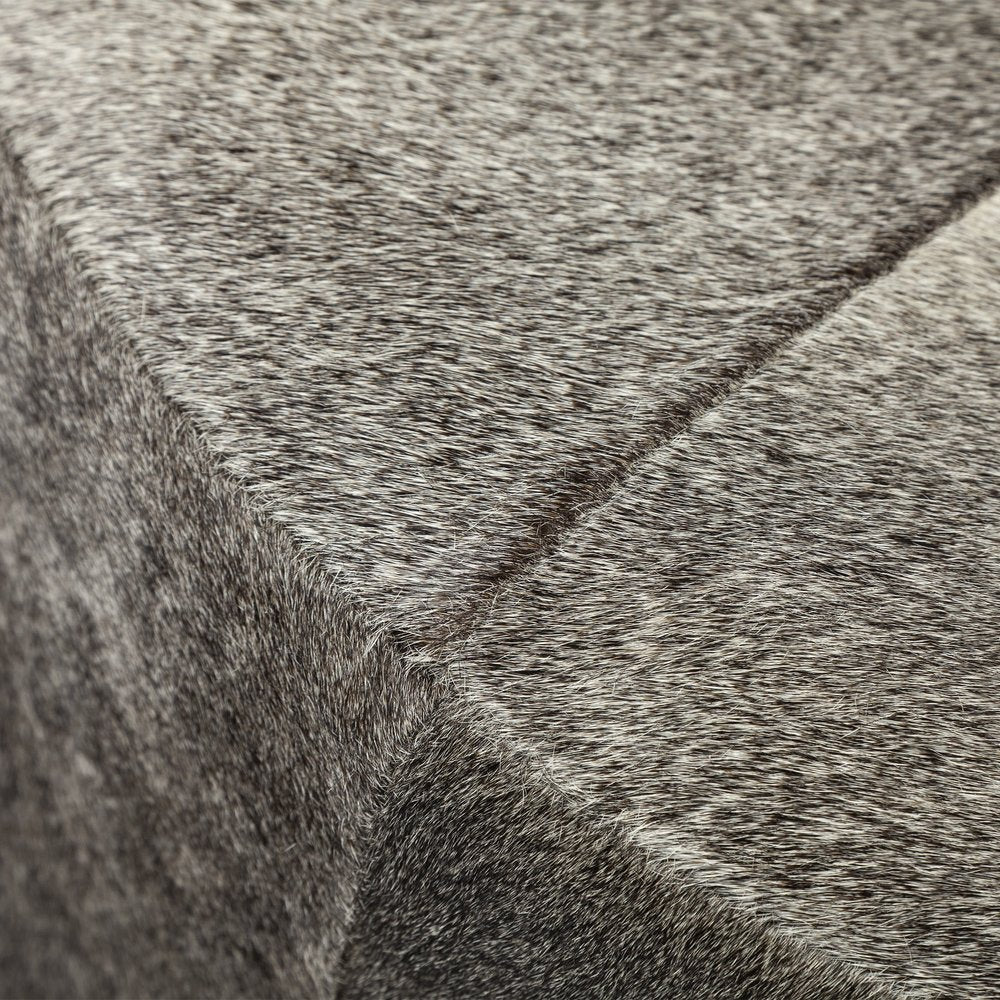 20" Gray Wool And Brown Footstool Ottoman