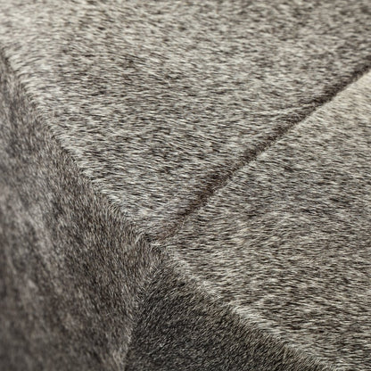 20" Gray Wool And Brown Footstool Ottoman