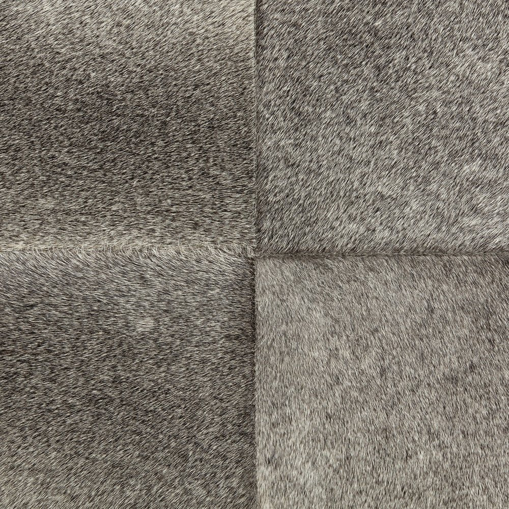 20" Gray Wool And Brown Footstool Ottoman