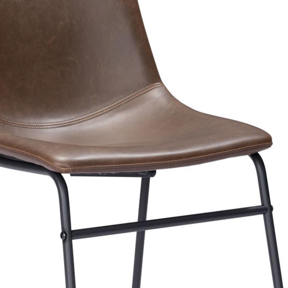 Set of Two Espresso And Black Upholstered Faux Leather Dining Side Chairs