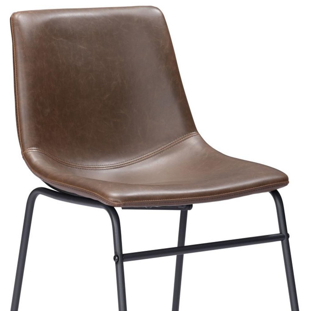 Set of Two Espresso And Black Upholstered Faux Leather Dining Side Chairs