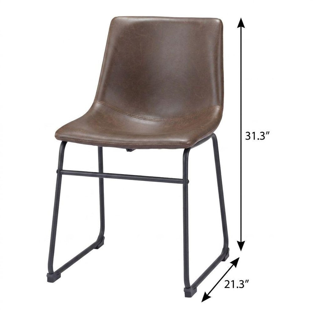 Set of Two Espresso And Black Upholstered Faux Leather Dining Side Chairs