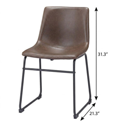 Set of Two Espresso And Black Upholstered Faux Leather Dining Side Chairs