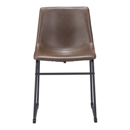 Set of Two Espresso And Black Upholstered Faux Leather Dining Side Chairs