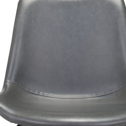 Set of Two Gray And Black Upholstered Faux Leather Dining Side Chairs