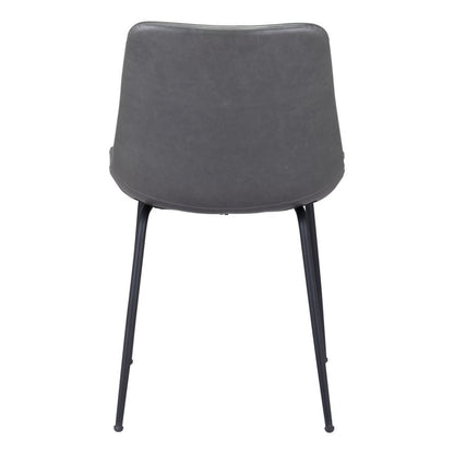 Set of Two Gray And Black Upholstered Faux Leather Dining Side Chairs