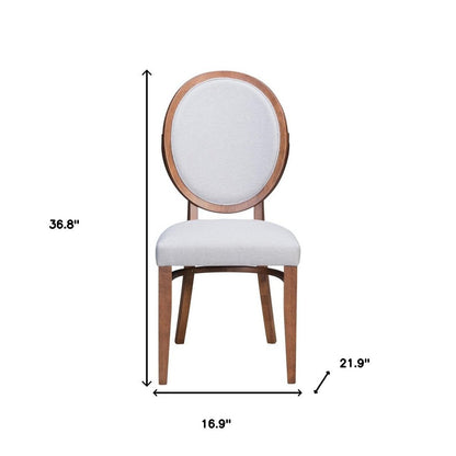 Set of Two Gray And Brown Upholstered Fabric King Louis Back Dining Side Chairs