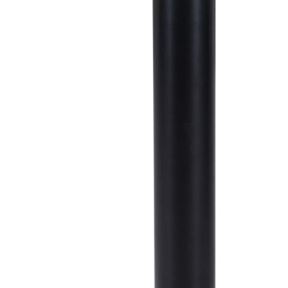 30" White and Black Wood and Steel Round Pedestal End Table