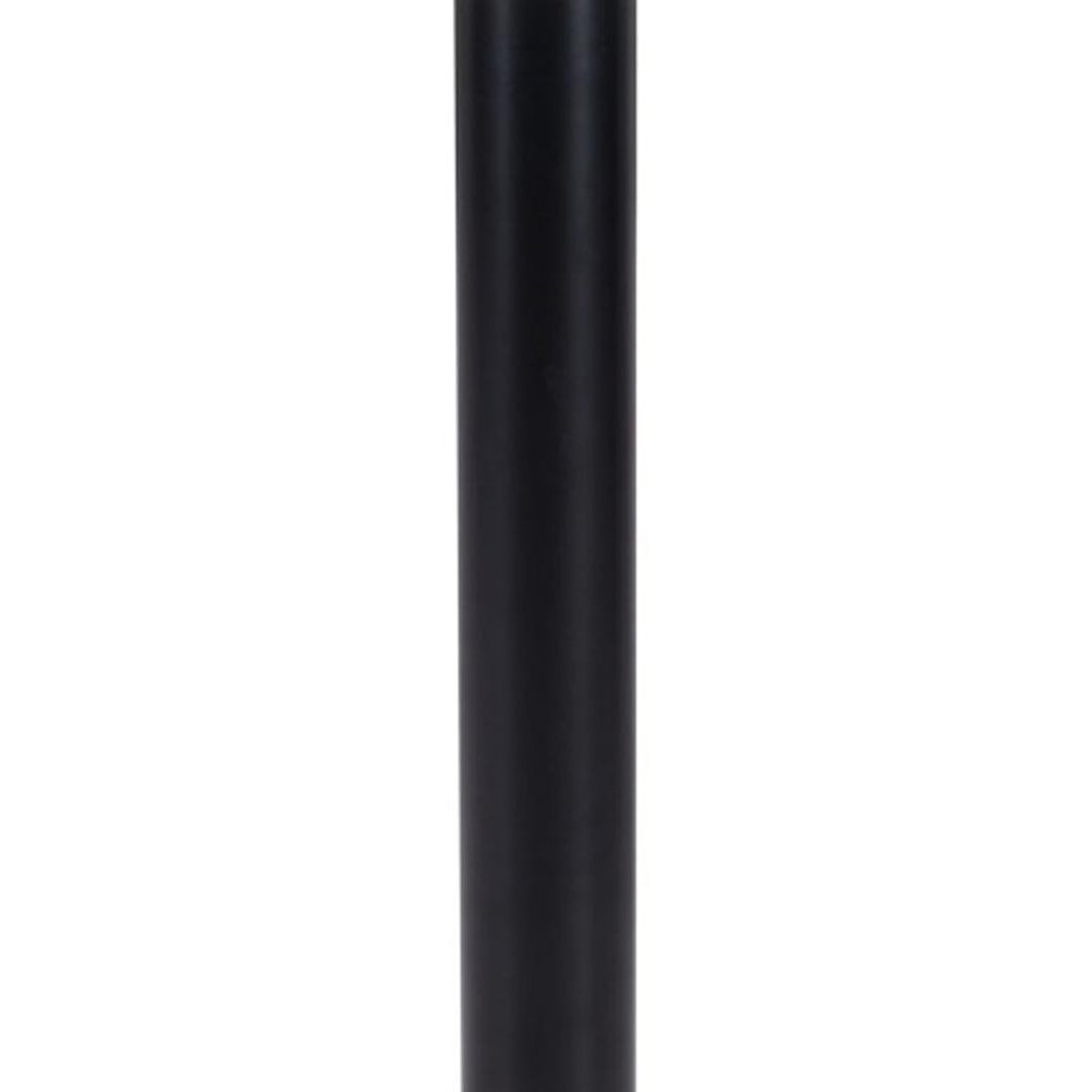 30" White and Black Wood and Steel Round Pedestal End Table