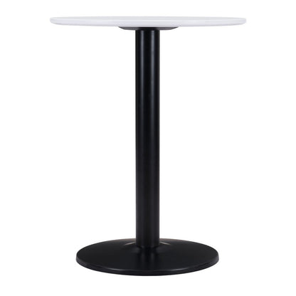 30" White and Black Wood and Steel Round Pedestal End Table