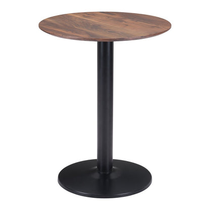 30" Black and Brown Wood and Steel Pedestal End Table