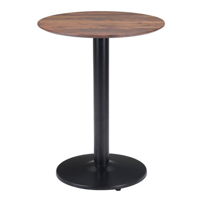 30" Black and Brown Wood and Steel Pedestal End Table