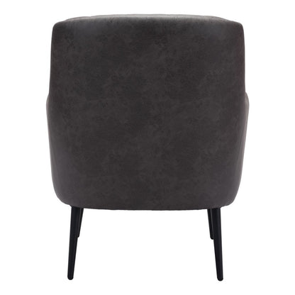 29" Black Faux Leather And Upholstered Tufted Chesterfield Chair
