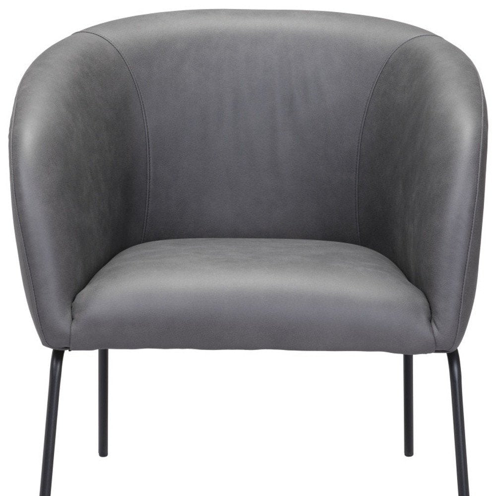 28" Gray And Black Faux Leather And Upholstered Club Chair