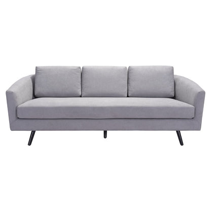 79" Gray Polyester Sofa With Black Legs
