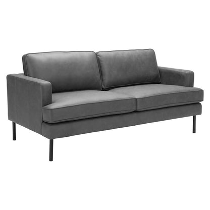 72" Gray Faux Leather Sofa