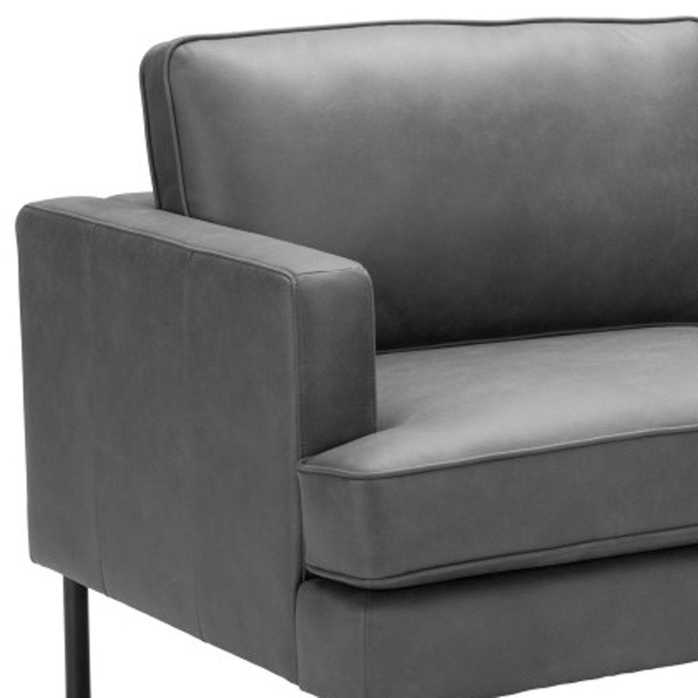72" Gray Faux Leather Sofa