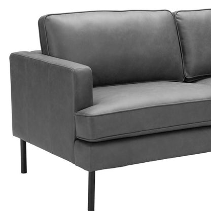 72" Gray Faux Leather Sofa