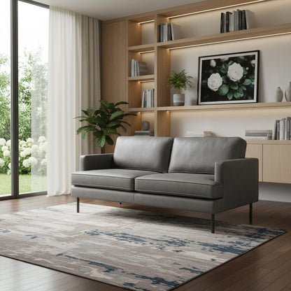 72" Gray Faux Leather Sofa
