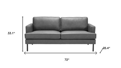 72" Gray Faux Leather Sofa