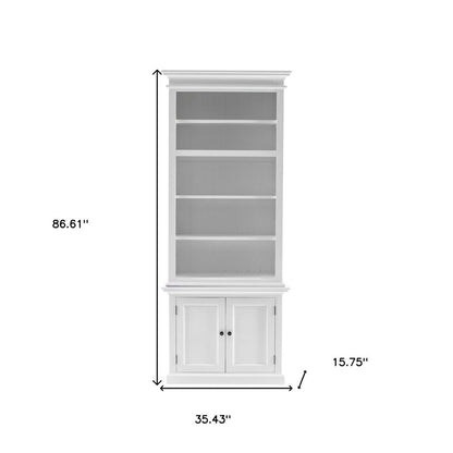 White Solid Wood Adjustable Four Tier Bookcase