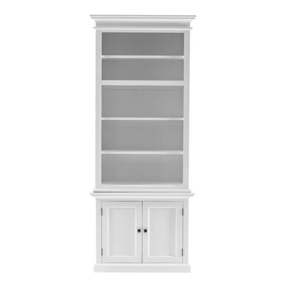 White Solid Wood Adjustable Four Tier Bookcase