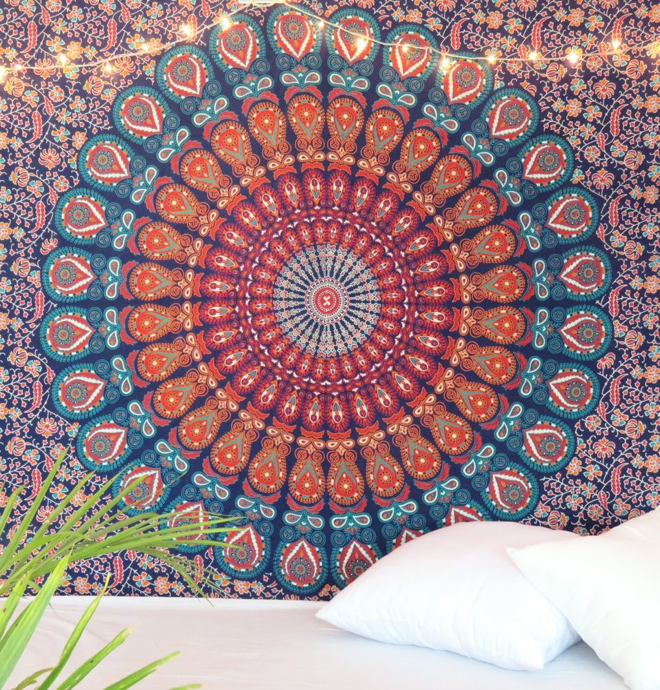 Blue and Orange Floral Cotton