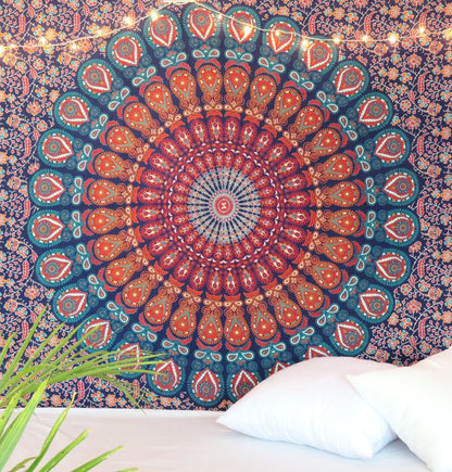 Blue and Orange Floral Cotton