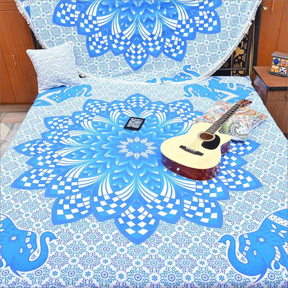 Blue and White Floral Cotton