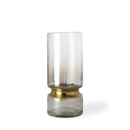 11" Gold Abstract Cylinder Crystal Glass Table Vase