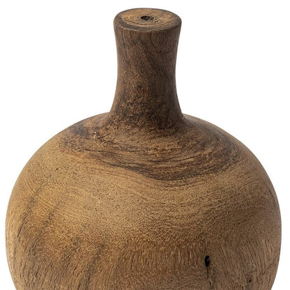 7" Brown Abstract Cylinder Solid Wood Table Vase