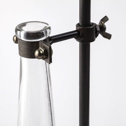 Set of Two Dark Brown Abstract Metal Cylinder Table Vases
