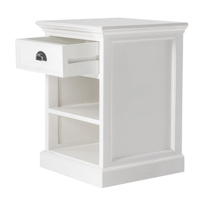 24" White Solid Wood Distressed One Drawer Nightstand