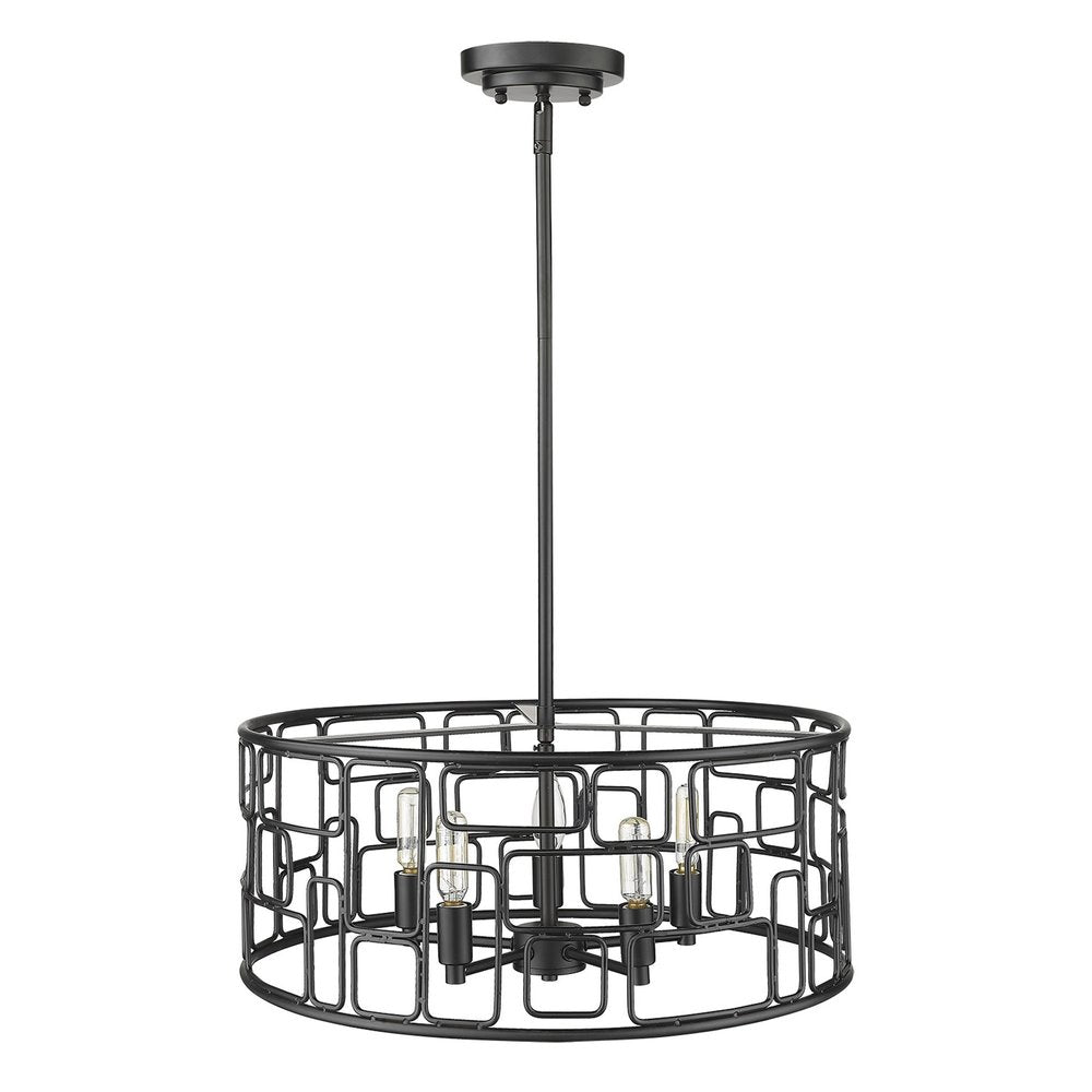 Amoret 5-Light Matte Black Convertible Pendant