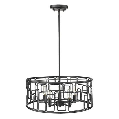 Amoret 5-Light Matte Black Convertible Pendant