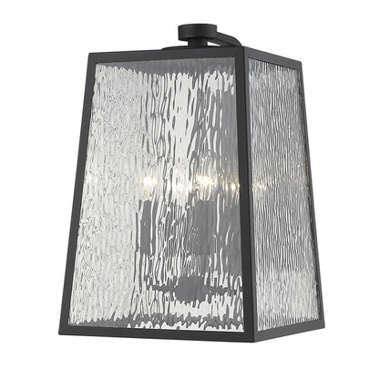 Black And Clear Four Light Seeded Dimmable Outdoor Hanging Lights With Bronze Shades